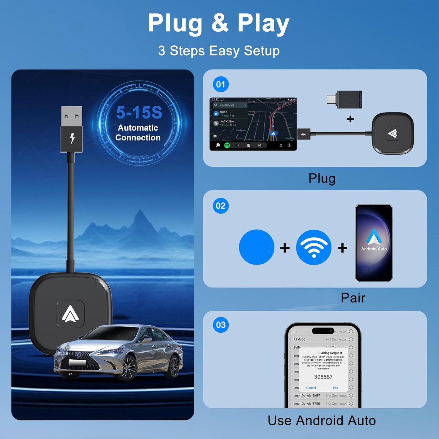 Android Auto Wireless Adapter Free Shipping around Metro Vancouver One Year Warranty