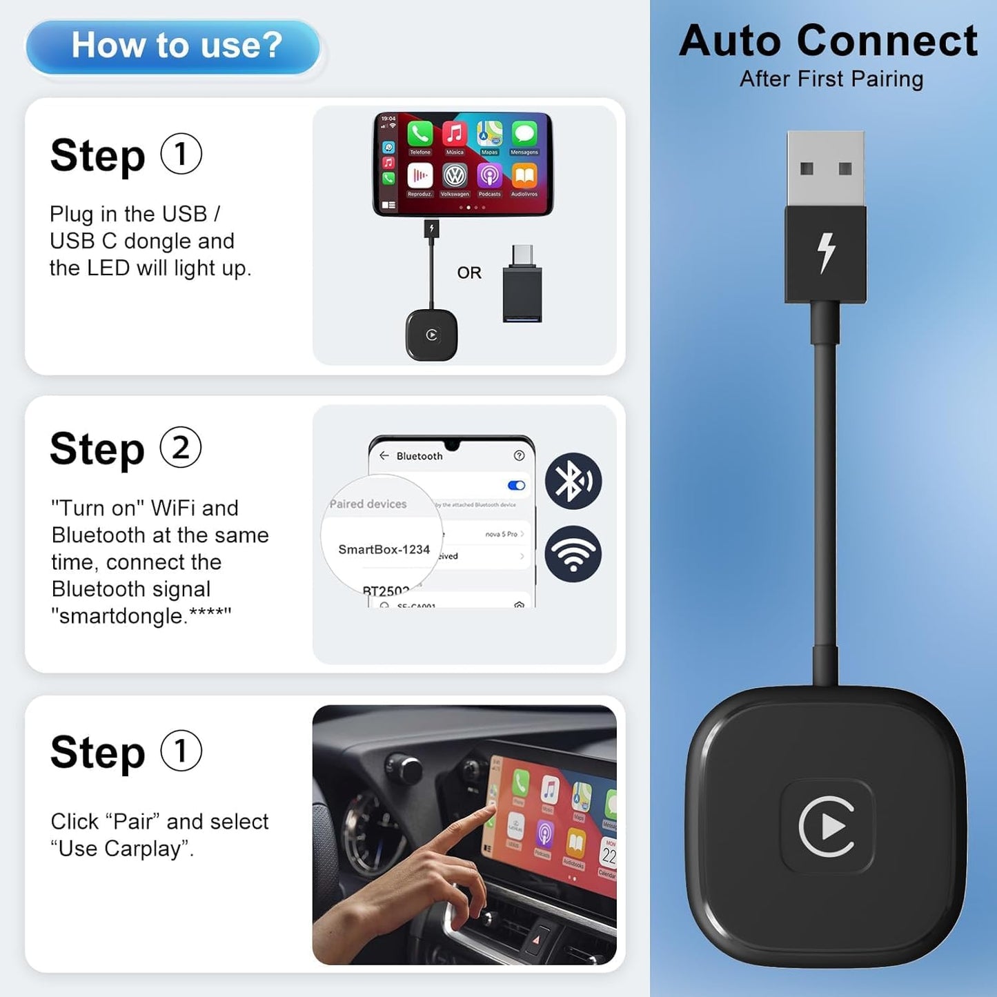 Wireless CarPlay Adapter Free shipping around Great Vancouver One Year Warranty